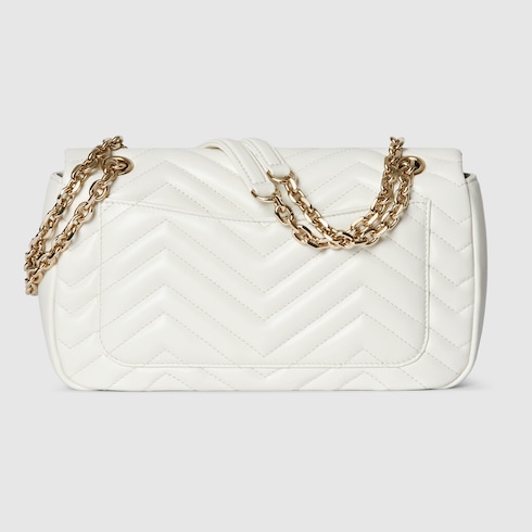 03238fec-e933-4ec6-9829-2cca9052beac Gucci GG Marmont medium shoulder bag white leather Style 837267 AAE38 9050