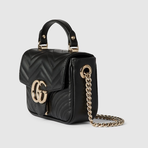 Gucci GG Marmont mini top handle bag black leather Style ‎811238 AAECK 1000