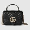 Gucci GG Marmont mini top handle bag black leather Style ‎811238 AAECK 1000