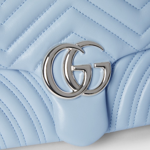 Gucci GG Marmont medium shoulder bag light blue leather Style ‎837267 AAFA1 4928