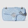 Gucci GG Marmont medium shoulder bag light blue leather Style ‎837267 AAFA1 4928