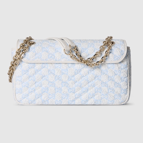 Gucci GG Marmont medium shoulder bag blue and white GG bouclé Style ‎837213 FAE1L 8477