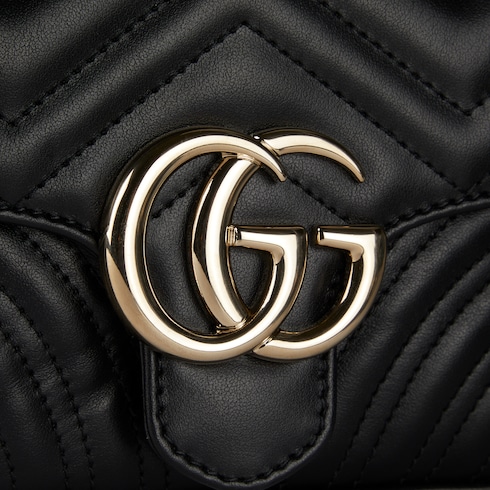 Gucci GG Marmont mini top handle bag black leather Style ‎811238 AAECK 1000