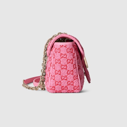 Gucci GG Marmont medium shoulder bag pink and red GG bouclé Style ‎837213 FAE1L 5741