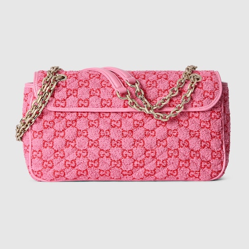 Gucci GG Marmont medium shoulder bag pink and red GG bouclé Style ‎837213 FAE1L 5741