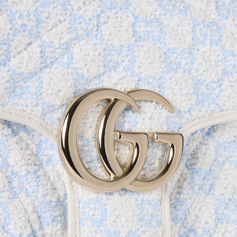 Gucci GG Marmont medium shoulder bag blue and white GG bouclé Style ‎837213 FAE1L 8477
