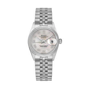 Rolex Datejust 31 18k White Gold Fluted Bezel Stainless Steel Women's Watch 78274