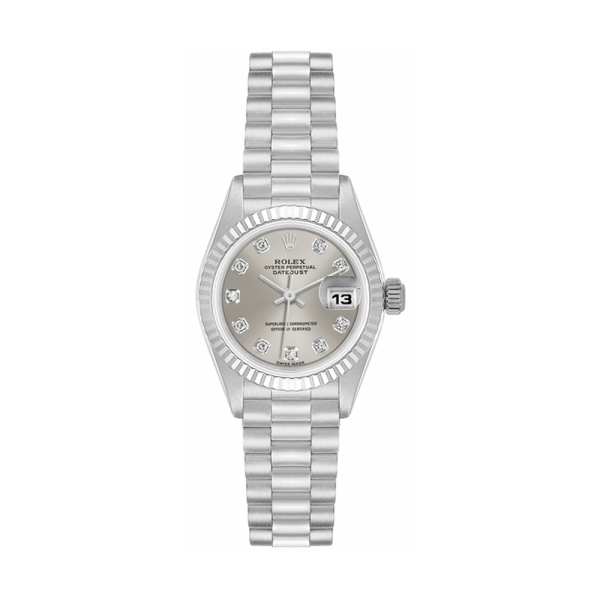 59424e15-d71f-401c-ac68-af9d8d5768a4 Rolex Lady-Datejust 26 Fluted Bezel White Gold Women's Watch 79179