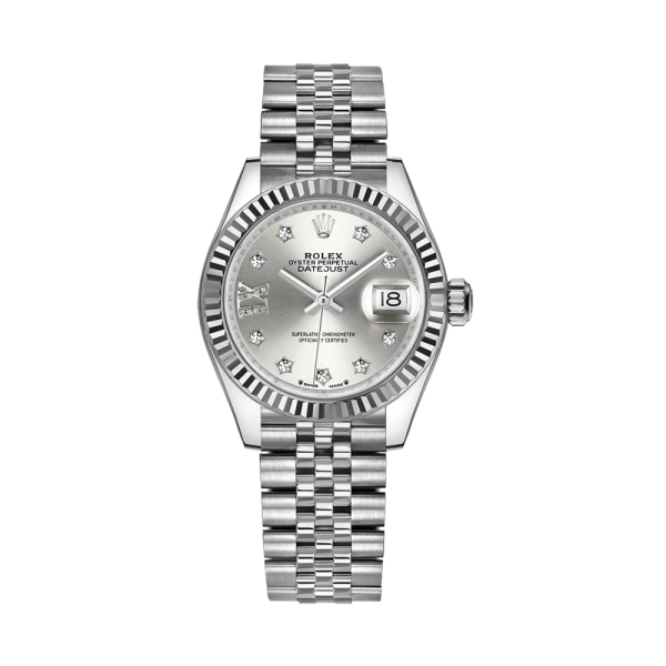 Rolex Lady-Datejust 28 White Gold Fluted Bezel Women's Watch 279174-0021