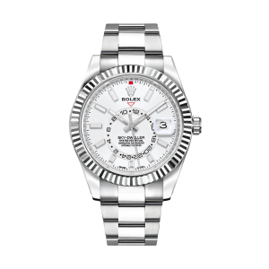 Rolex Sky-Dweller White Dial Fluted Bezel Men's Watch 326934-0001