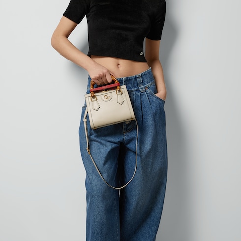 Gucci Diana small tote bag white leather