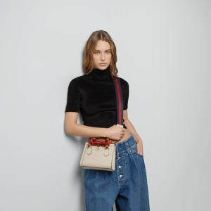 Gucci Diana small tote bag white leather