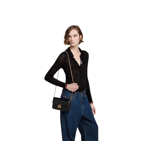 GG Marmont small shoulder bag black leather