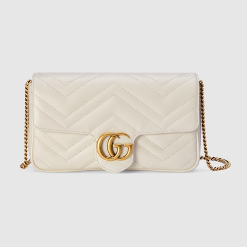GG Marmont small shoulder bag white leather