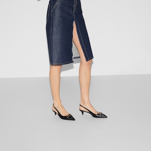 Women's slingback pump with Horsebit black