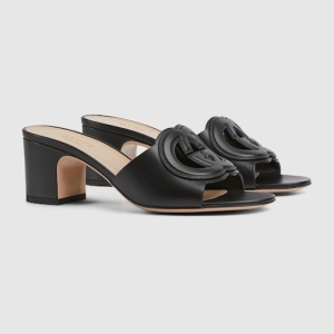 Women's slide sandal with Interlocking G black