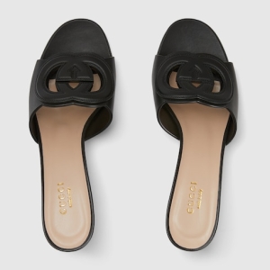 Women's slide sandal with Interlocking G black