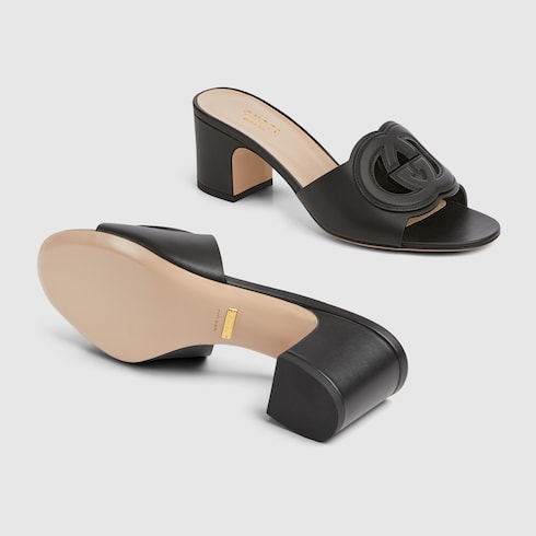 Women's slide sandal with Interlocking G black