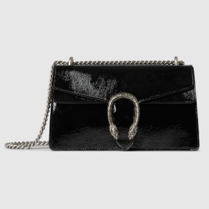 Dionysus medium shoulder bag black patent leathe