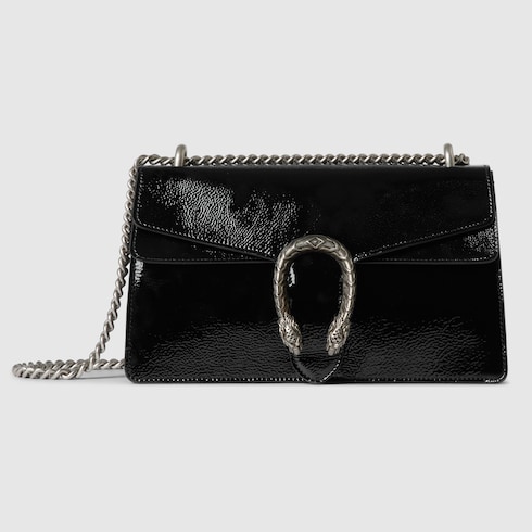 Dionysus medium shoulder bag black patent leathe