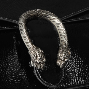Dionysus medium shoulder bag black patent leathe