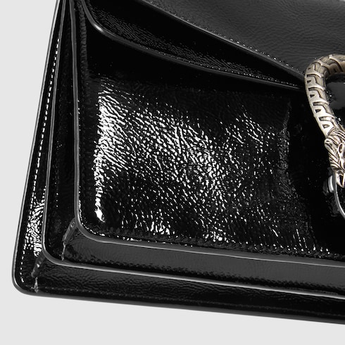 Dionysus medium shoulder bag black patent leathe