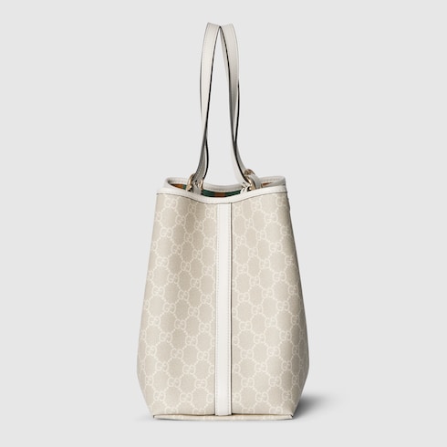 GG Emblem large tote bag beige and white