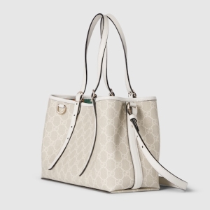 GG Emblem medium tote bag beige and white