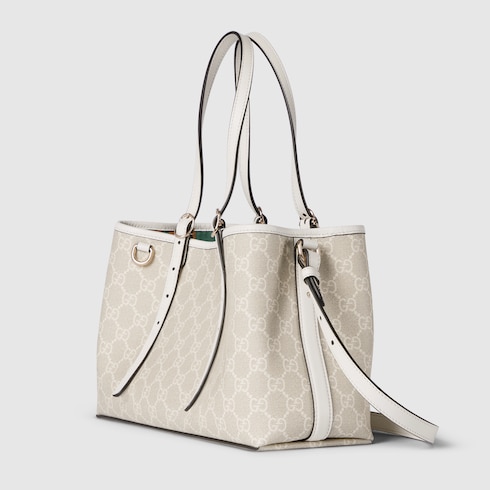 GG Emblem medium tote bag beige and white