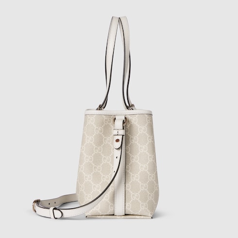 GG Emblem medium tote bag beige and white
