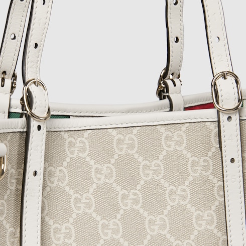 GG Emblem medium tote bag beige and white