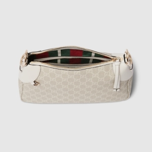 GG Emblem medium shoulder bag beige and white