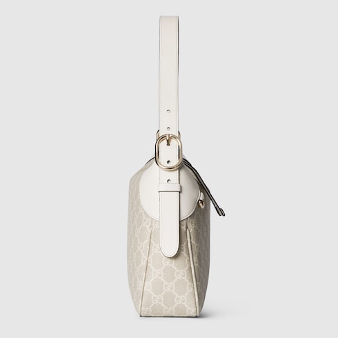 GG Emblem medium shoulder bag beige and white