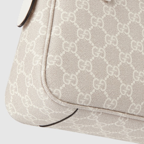 GG Emblem medium shoulder bag beige and white