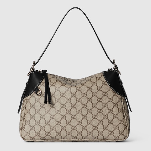 GG Emblem medium shoulder bag beige and dark