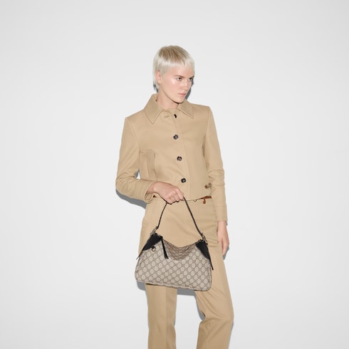 GG Emblem medium shoulder bag beige and dark