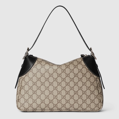 GG Emblem medium shoulder bag beige and dark