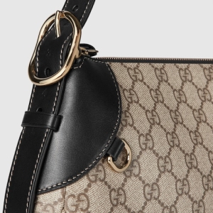 GG Emblem medium shoulder bag beige and dark