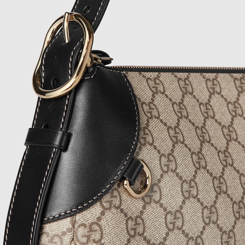 GG Emblem medium shoulder bag beige and dark