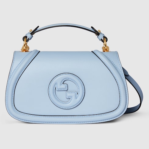 Gucci Blondie medium top handle bag light blue leather