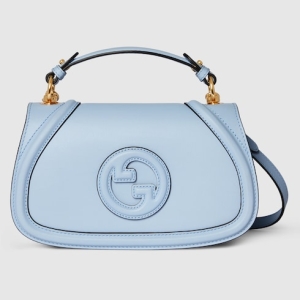 Gucci Blondie medium top handle bag light blue leather