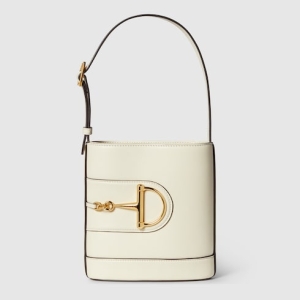 Gucci 73 small bucket bag white leather