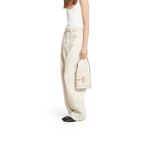 Gucci 73 small bucket bag white leather