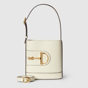 Gucci 73 small bucket bag white leather