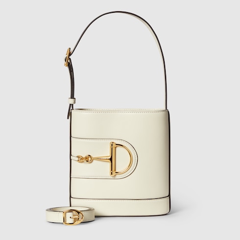 Gucci 73 small bucket bag white leather