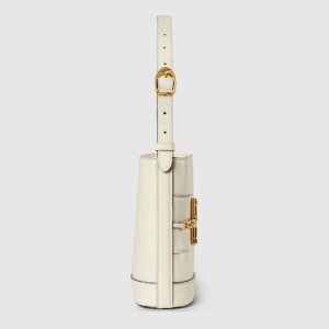Gucci 73 small bucket bag white leather