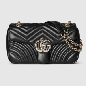 GG Marmont medium shoulder bag black leather