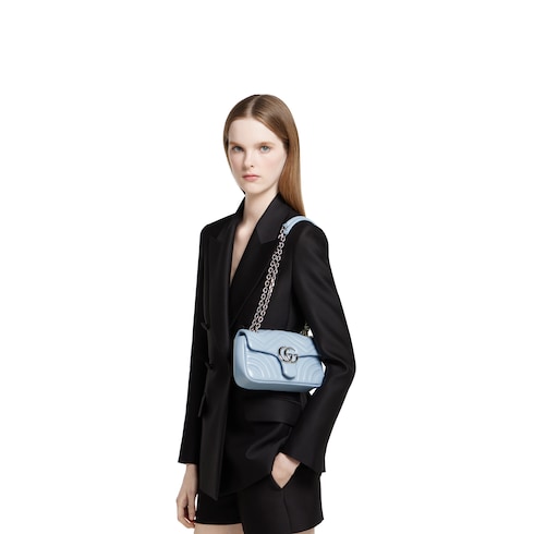 GG Marmont small shoulder bag light blue leather