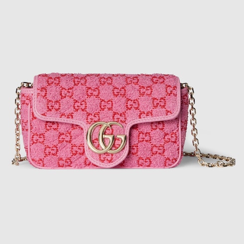 GG Marmont mini shoulder bag pink and red GG