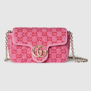 GG Marmont mini shoulder bag pink and red GG